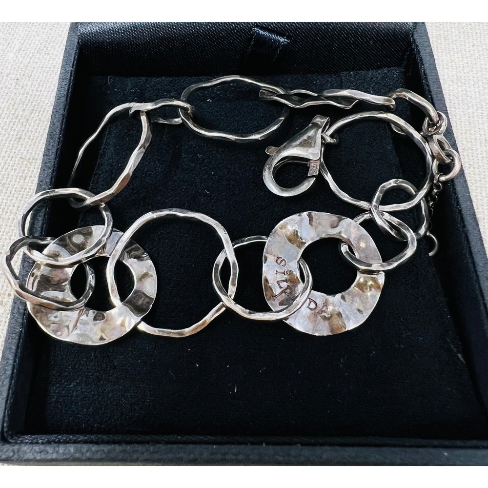 Silpada Sterling Silver Hammered Organic Circle Link Bracelet B1274 925 Artisan